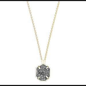 Kendra Scott NWT Platinum Druzy Oliver Necklace in Yellow Plated Gold.